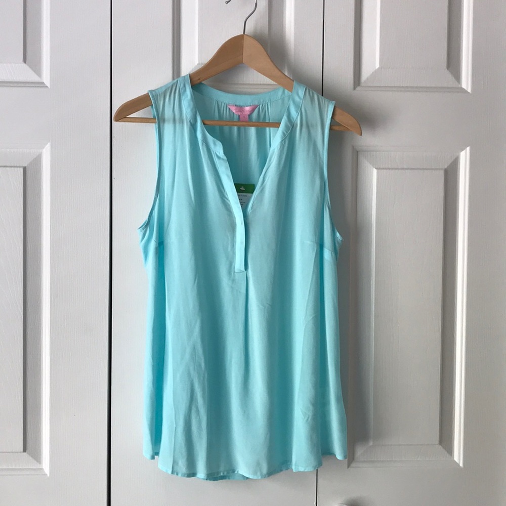 Lilly Pulitzer Blue Sleeveless Stacey Top Size S